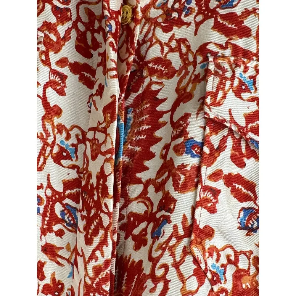 Tory Burch Madura Acai Floral Paisley Silk Twill Blouse Size 6